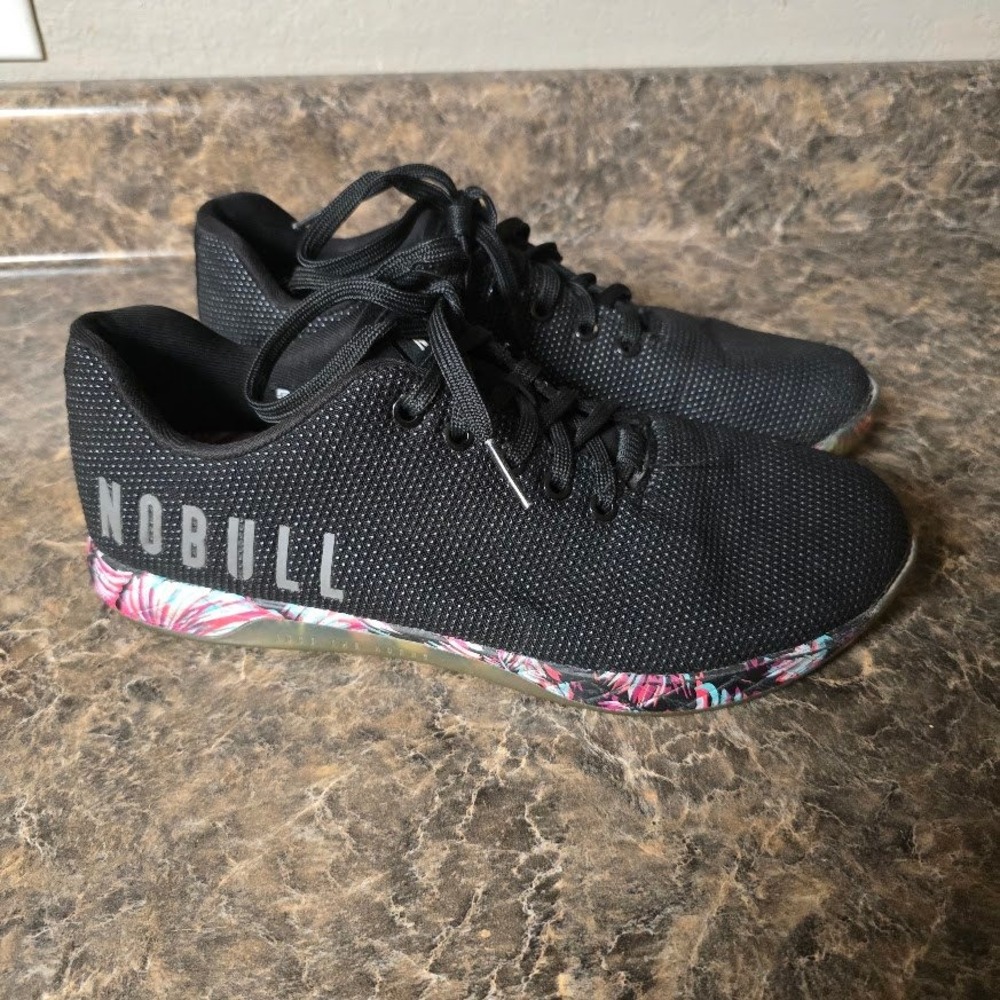 Nobull SuperFabric Black Floral Trainers Mens 10.5 Cross Training Shoes